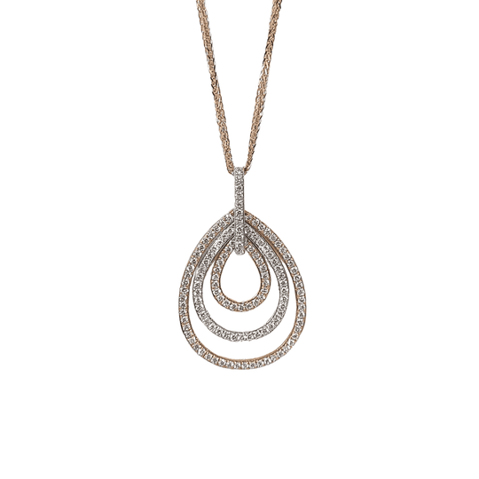 18ct Gold Diamond Cluster Triple Drop Pave Pendant