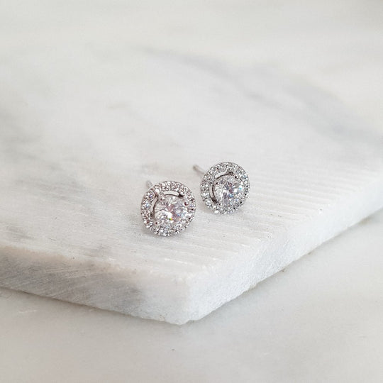 18ct White Gold Brilliant Cut Diamond Halo Earrings - 0.66ct