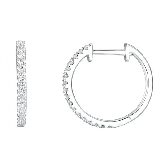 18ct White Gold & Diamond Hoop Earrings - 0.20ct