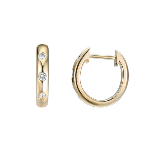 18ct Yellow Gold & Diamond Hoop Earrings - 0.13ct