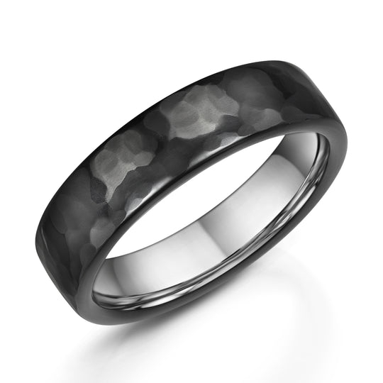Hammered Zirconium Wedding Ring