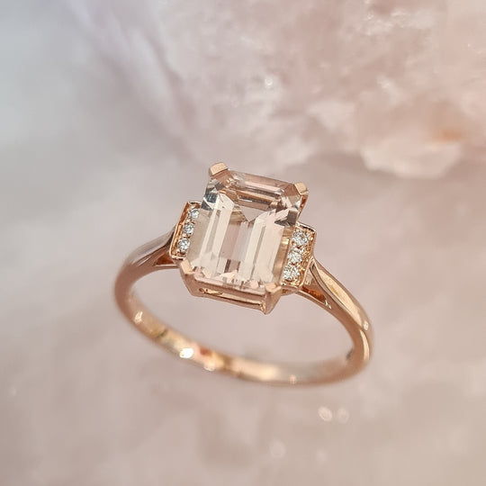 Morganite & Diamond Ring - 18ct Rose Gold - 6319MGR