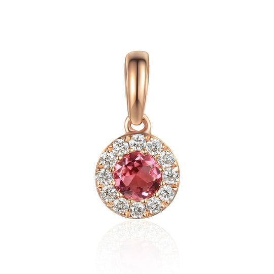 Pink Tourmaline & Diamond Pendant - Rose Gold - NTP409PTMD-9RG
