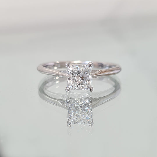 Platinum Princess Cut Diamond Engagement Ring - 0.90ct