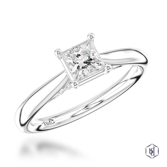 Platinum Princess Cut Diamond Solitaire Engagement Ring - 0.70ct