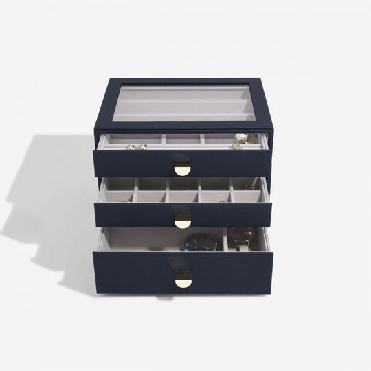 Classic 3 Drawer Jewellery Box - Pebble Navy - 75890