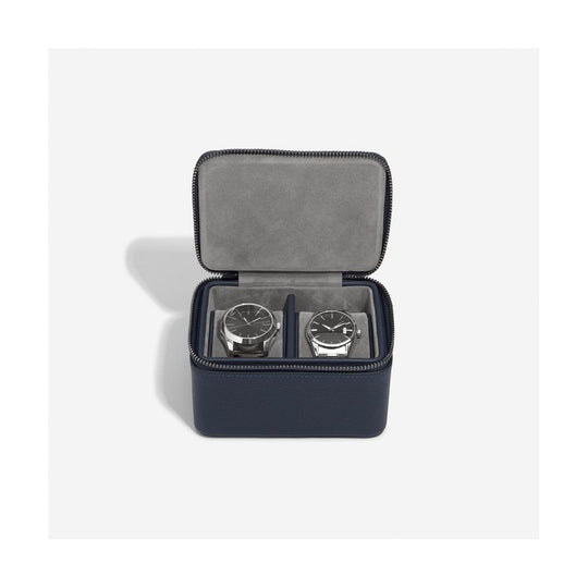 Large Zipped Watch Box - Navy Blue - 74569