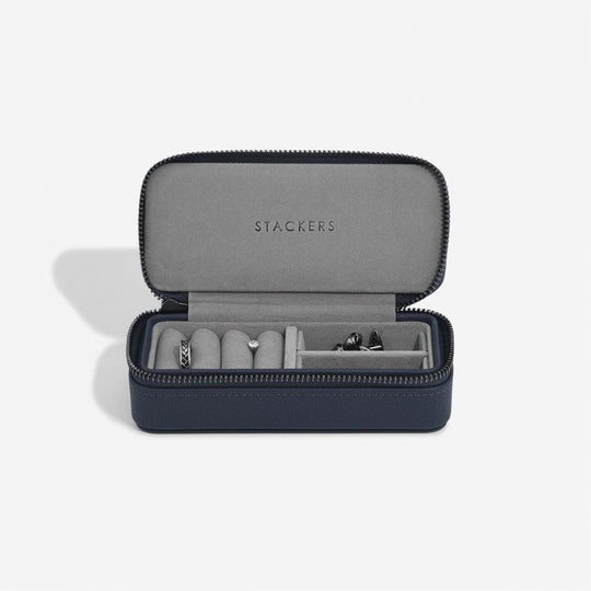 Medium Jewellery Box, Zipped - Navy Blue - 75983