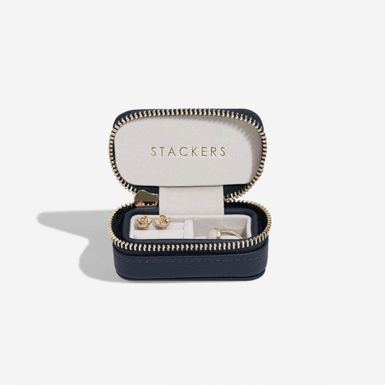 Petite Zipped Jewellery Box - Pebble Navy - 76144