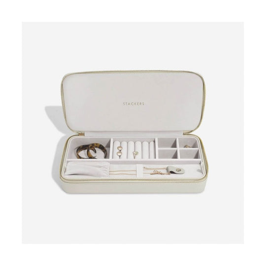 Sleek Necklace Jewellery Box, Zipped - Oatmeal - 75628