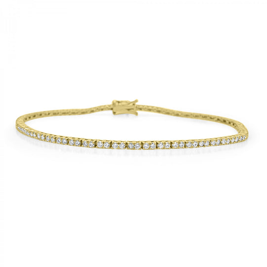 18ct Yellow Gold Diamond Tennis Bracelet - 1.05ct
