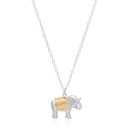 Large Elephant Necklace - Gold/Silver - 0001N-TWT