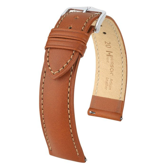 Kent Textured Natural Leather Watch Strap QR, Long, 18mm Wide - Gold Brown - 01002070-2-18-SB