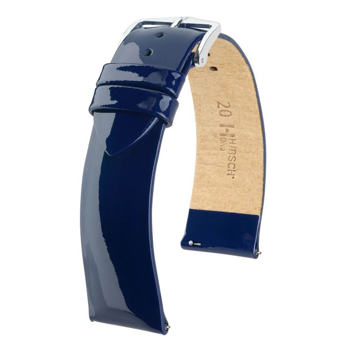 Diva Blue Shiny Watch Strap, Medium Length, 18mm Wide  - 01536180-2-18-SB