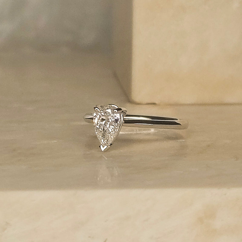 Platinum Pear Cut Diamond Engagement Ring - 0.70ct