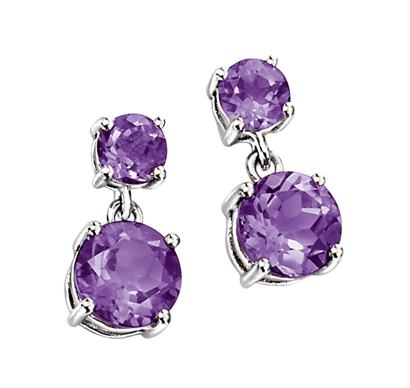 Amethyst Gemstone Earrings - 9ct White Gold - GE644M