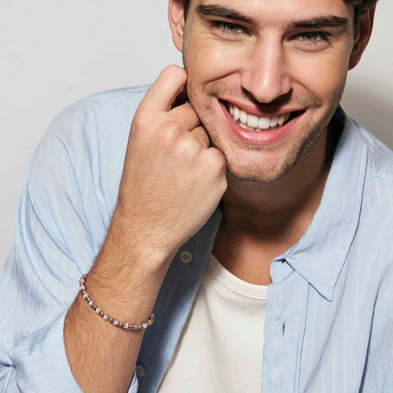 Instinct Style Bracelet - Pink Jade/Silver - 027931/090