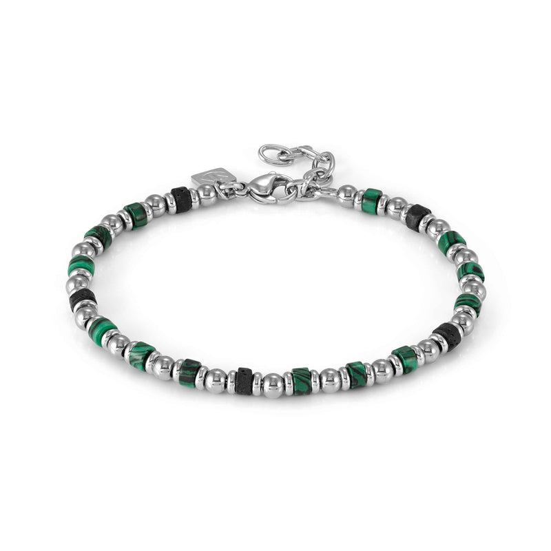 Instinct Style Bracelet - Malachite/Lava Stone/Silver - 027931/092
