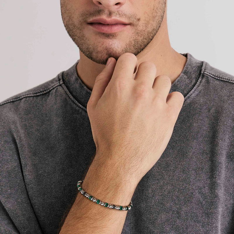 Instinct Style Bracelet - Malachite/Lava Stone/Silver - 027931/092