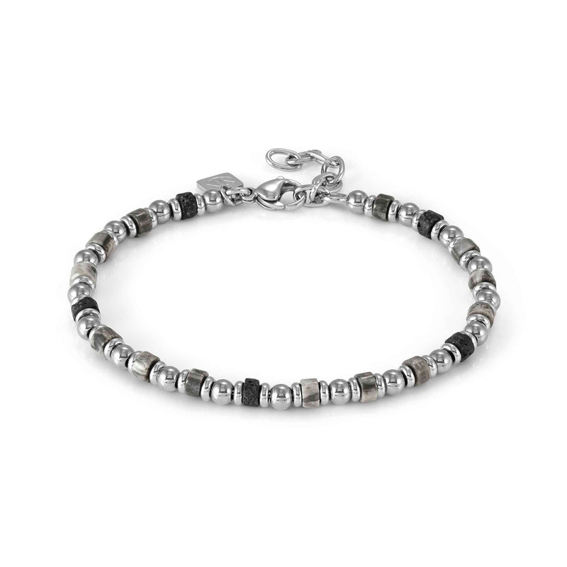 Instinct Style Bracelet - Grey Labradorite/Lava Stone/Silver - 027931/094