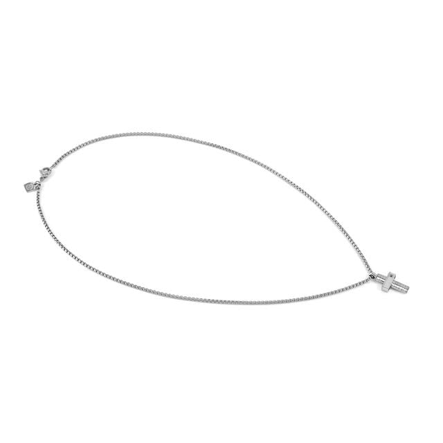 Strong Stainless Steel Cross Necklace with Black Diamond - 028328/036