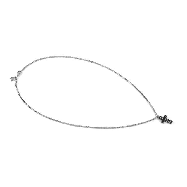 Strong Stainless Steel Cross Necklace with White Diamond - 028328/037