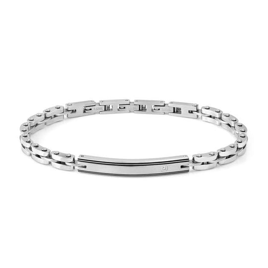 Strong Steel & Diamond Geometric Bracelet - Silver - 028338/058