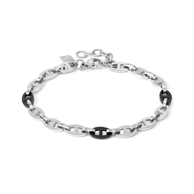 Strong Steel Geometric Bracelet - Silver/Black - 028341/030