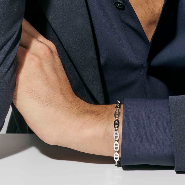 Strong Steel Geometric Bracelet - Silver/Black - 028341/030