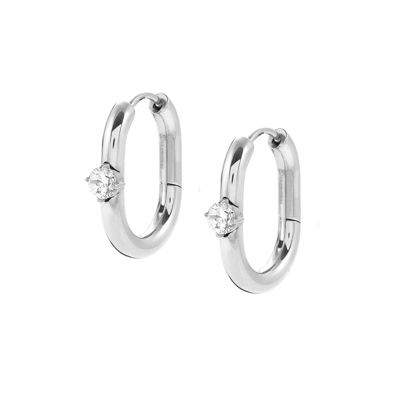 Chains Of Style Hoop CZ Earrings - Silver - 029403/001