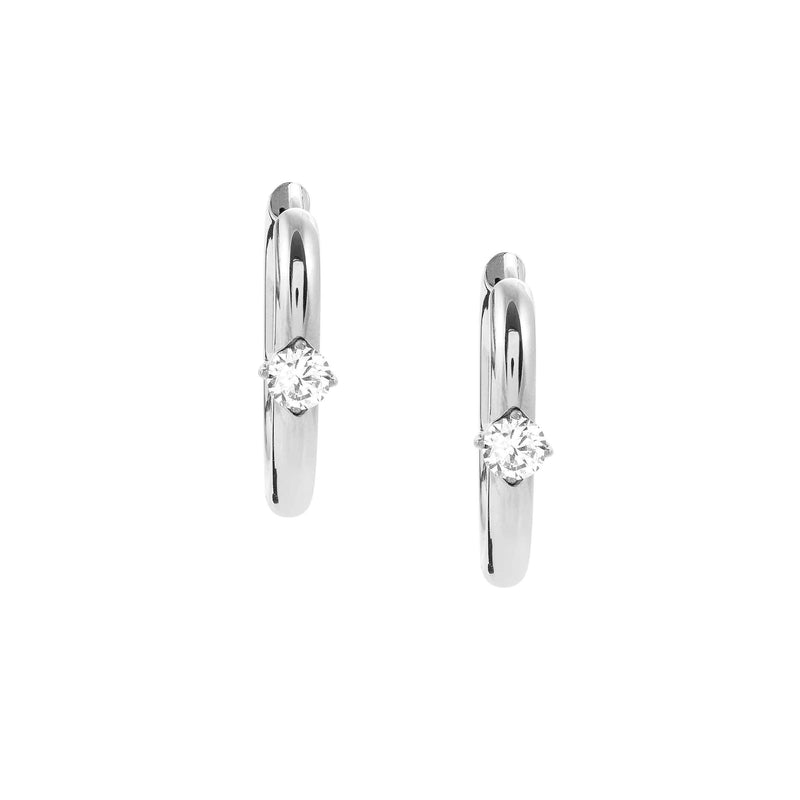 Chains Of Style Hoop CZ Earrings - Silver - 029403/001