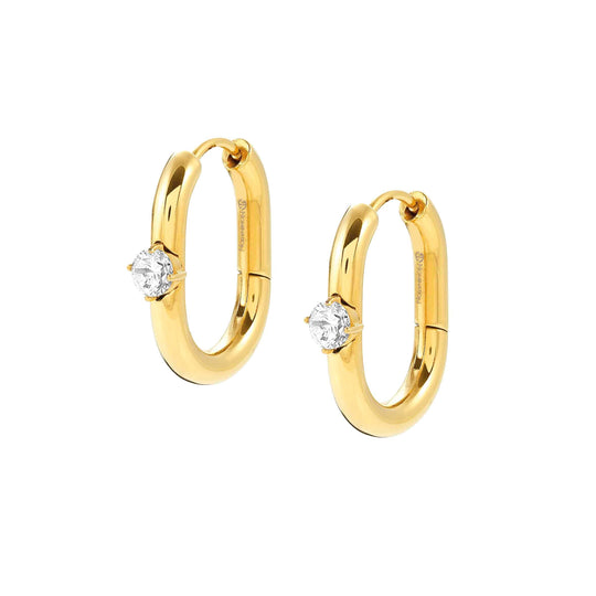 Chains Of Style Hoop CZ Earrings - Gold - 029403/012