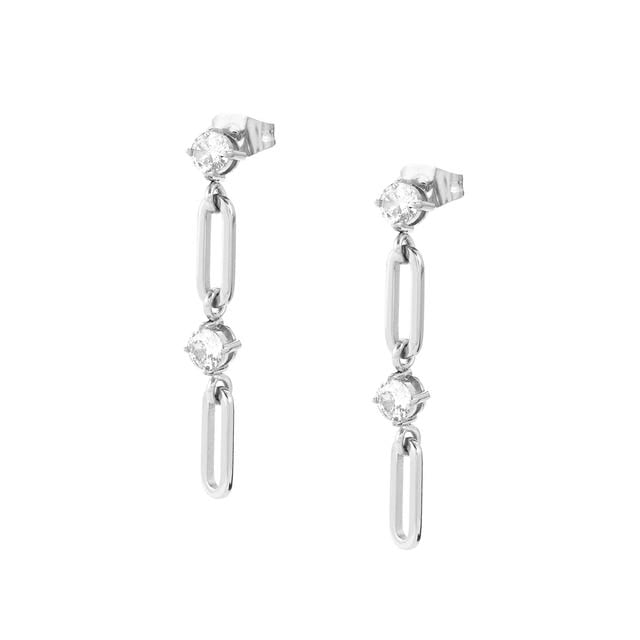 Chain Drop Earrings - Silver - 029404/001