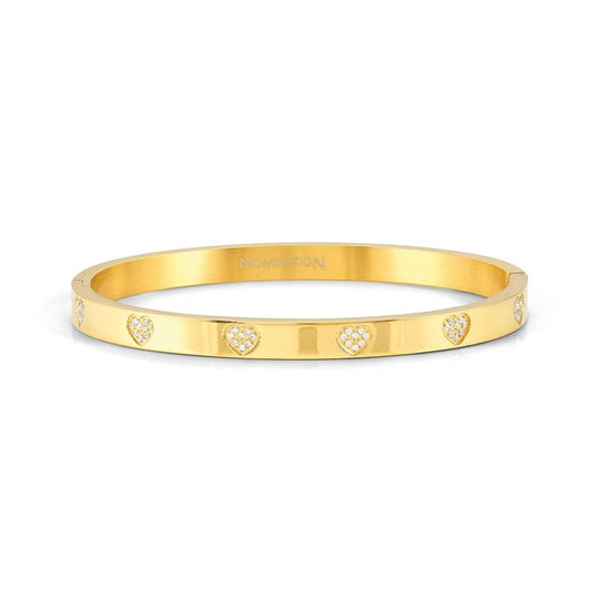 Pretty Bangle with Hearts, Small - Gold - 029503/006