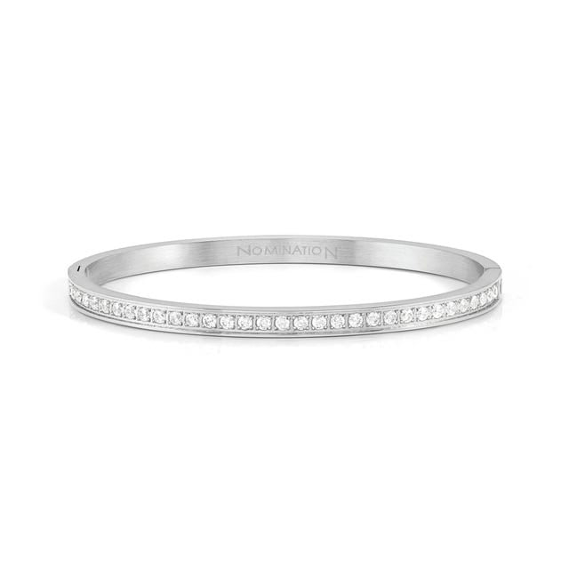 Pretty Bangle With Cubic Zirconia, Medium - Silver - 029513/001