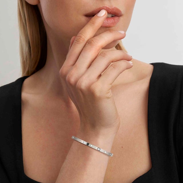 Pretty CZ Bangle, Medium - Silver - 029514/001