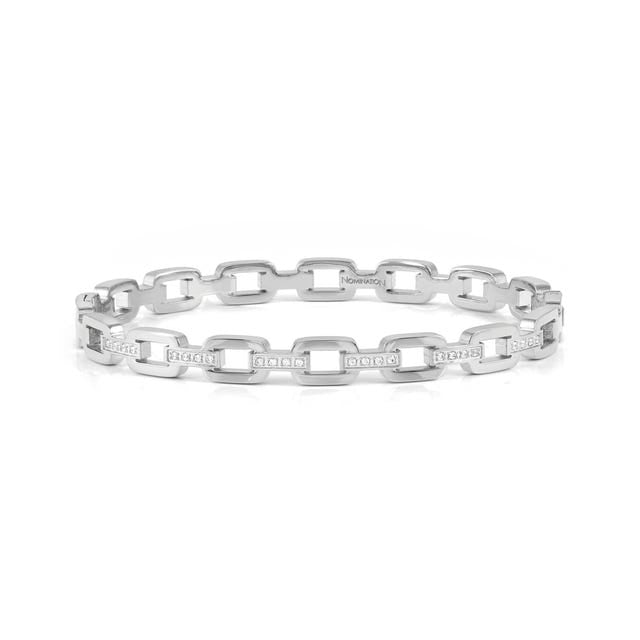 Pretty Chain CZ Bangle, Large - Silver - 029510/001