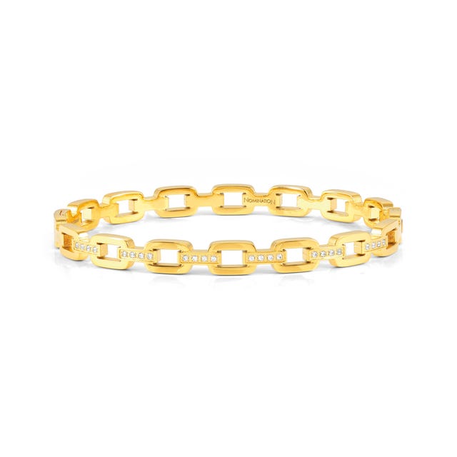 Pretty Chain CZ Bangle, Large - Gold - 029510/012