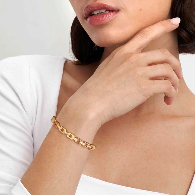 Pretty Chain CZ Bangle, Large - Gold - 029510/012