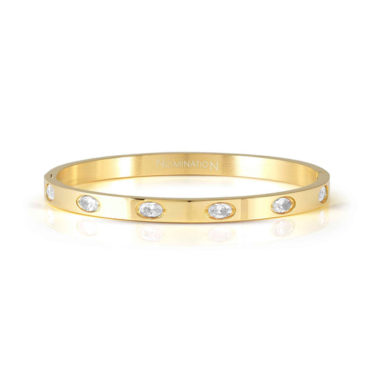 Pretty Bangle With Oval CZ, Medium - Gold - 029517/020