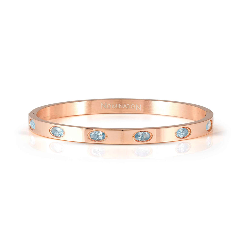 Pretty Bangle With Oval CZ - Rose Gold
