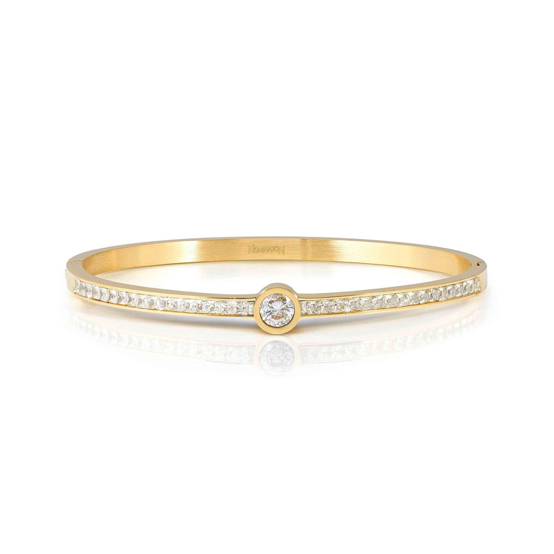 Pretty Bangle With CZ, Medium - Gold - 029520/020