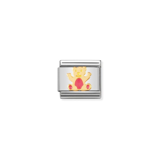 Composable Gold Light Pink Bear Link - 030212/32