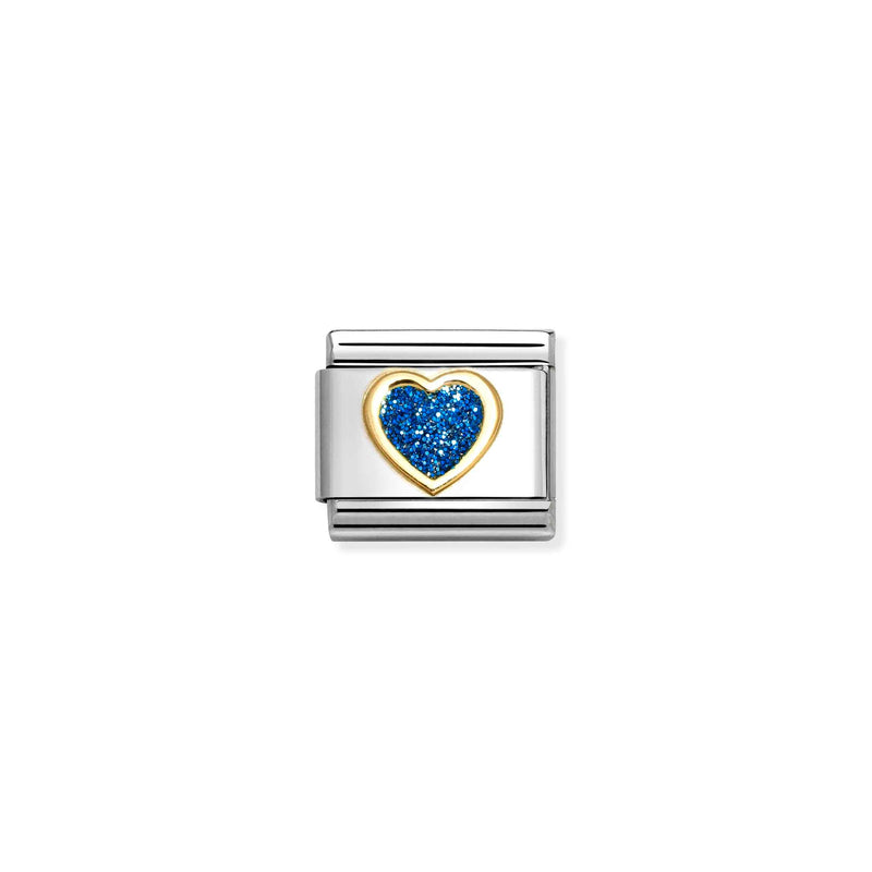 Composable Classic Blue Glitter Heart Link - 030220/07