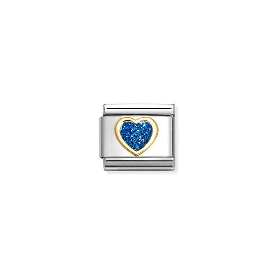 Composable Classic Blue Glitter Heart Link - 030220/07