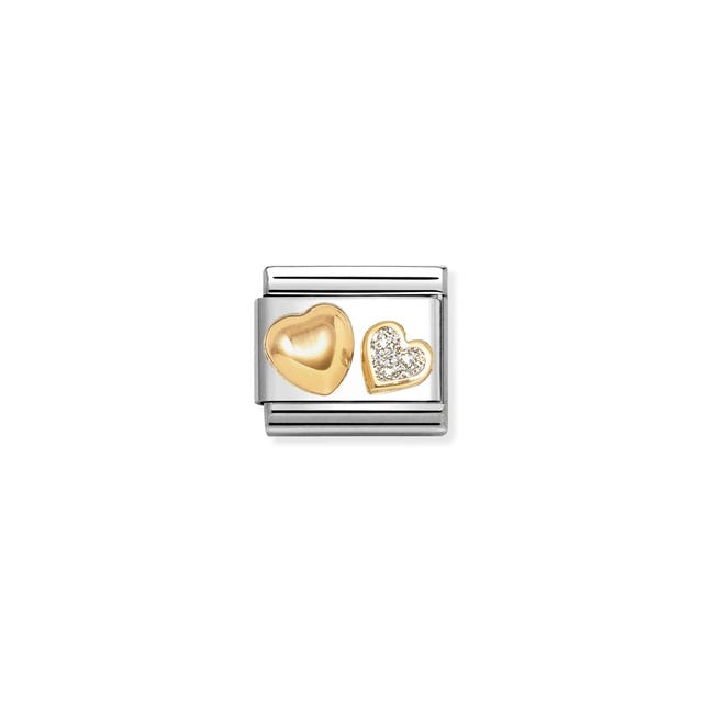 Composable Classic Glitter & Gold Heart Link - Gold - 030220/26