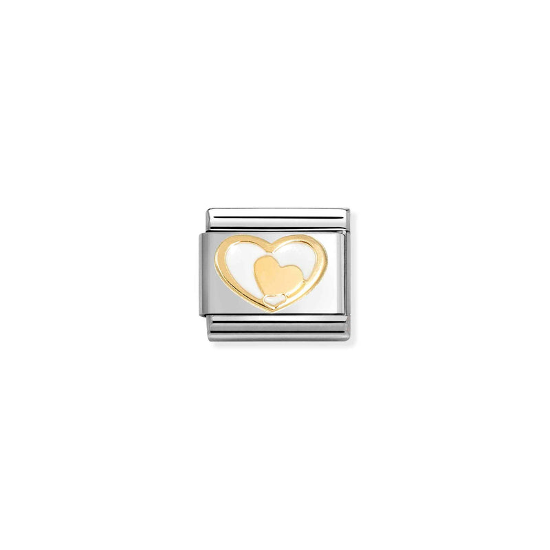 Composable Classic White Heart, Gold Heart Link - 030283/27