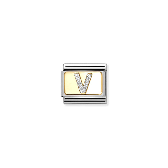Composable Classic Letter V Glitter Link - Gold - 030291/22