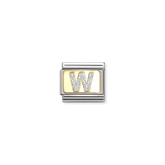 Composable Classic Letter W Glitter Link - Gold - 030291/23