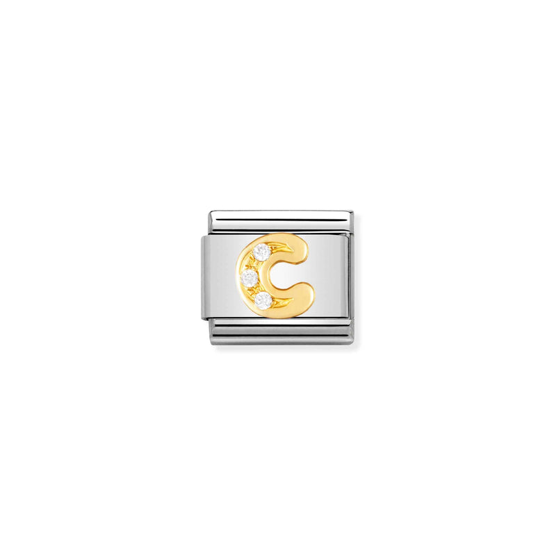 Classic Letter C Link - Gold/Zirconia - 030301/03